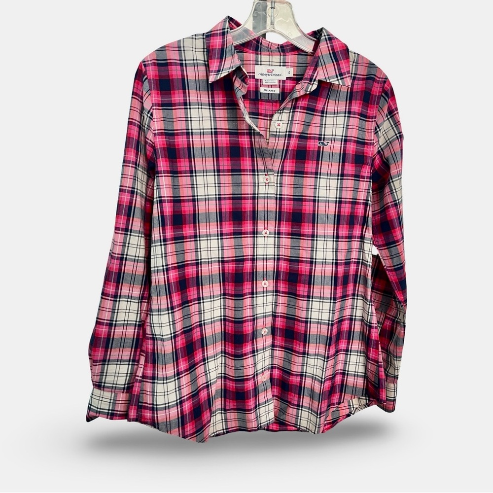 Vineyard Vines Pink and Blue Plaid Shirt